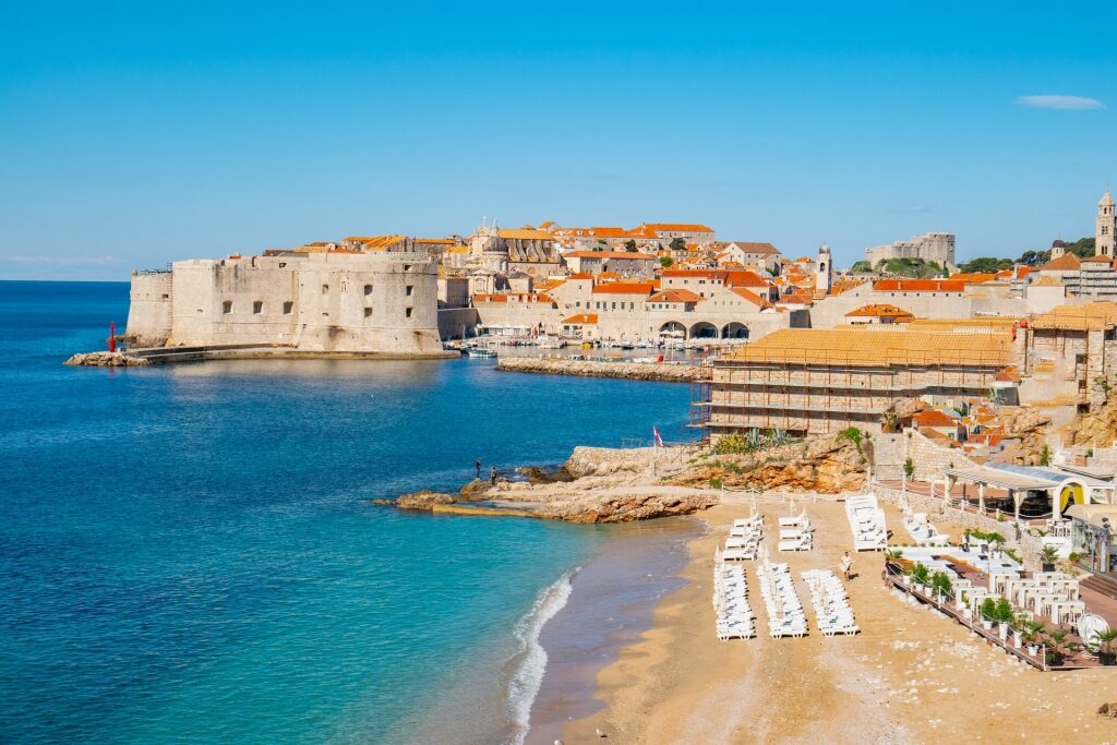 Beautiful Banje Beach with view of Old Town Dubrovnik