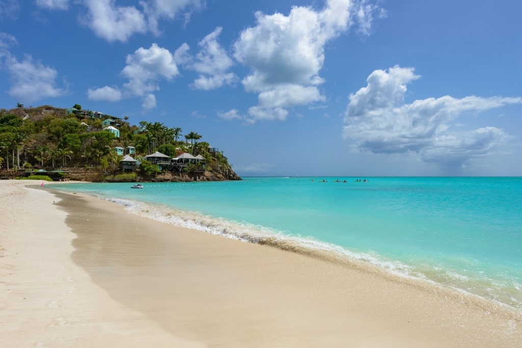 Blue waters and powder-soft sand of Jolly Beach