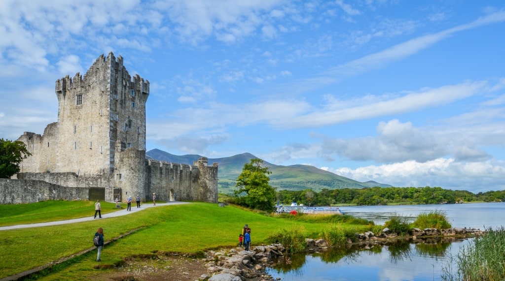 Exterior of Ross Castle with lake