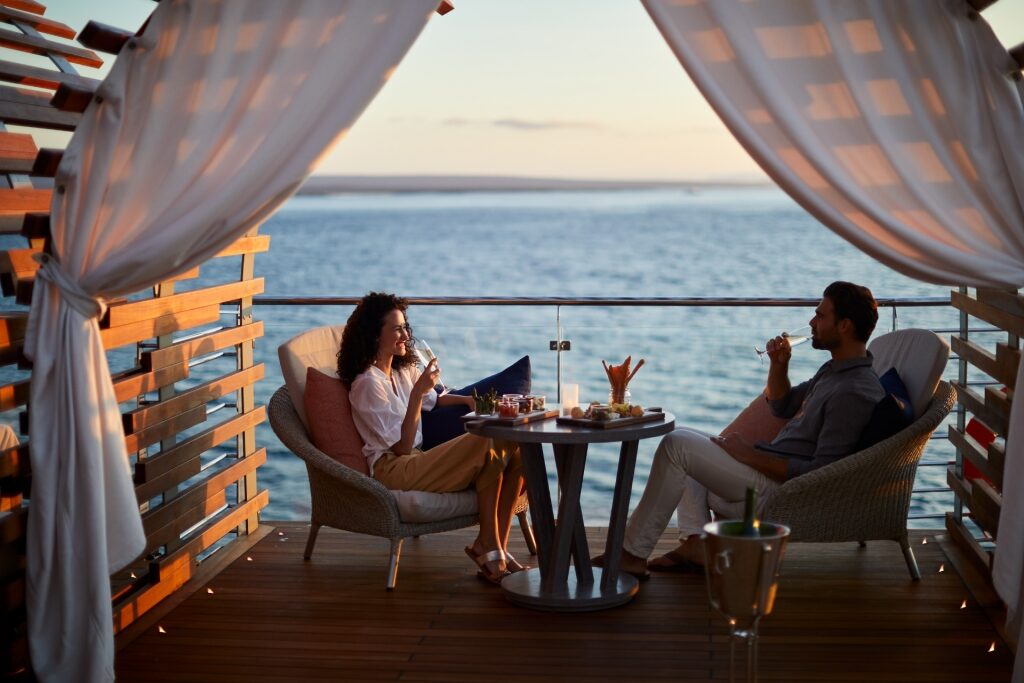 Couple having dinner on a cruise