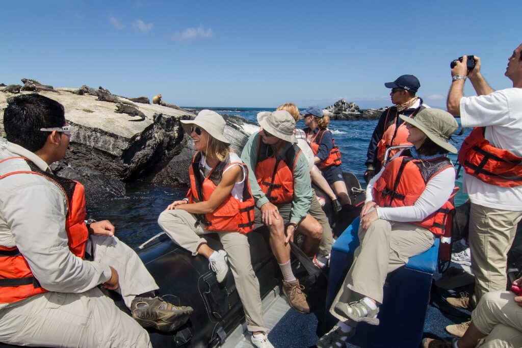 People on a boat in the Galapagos