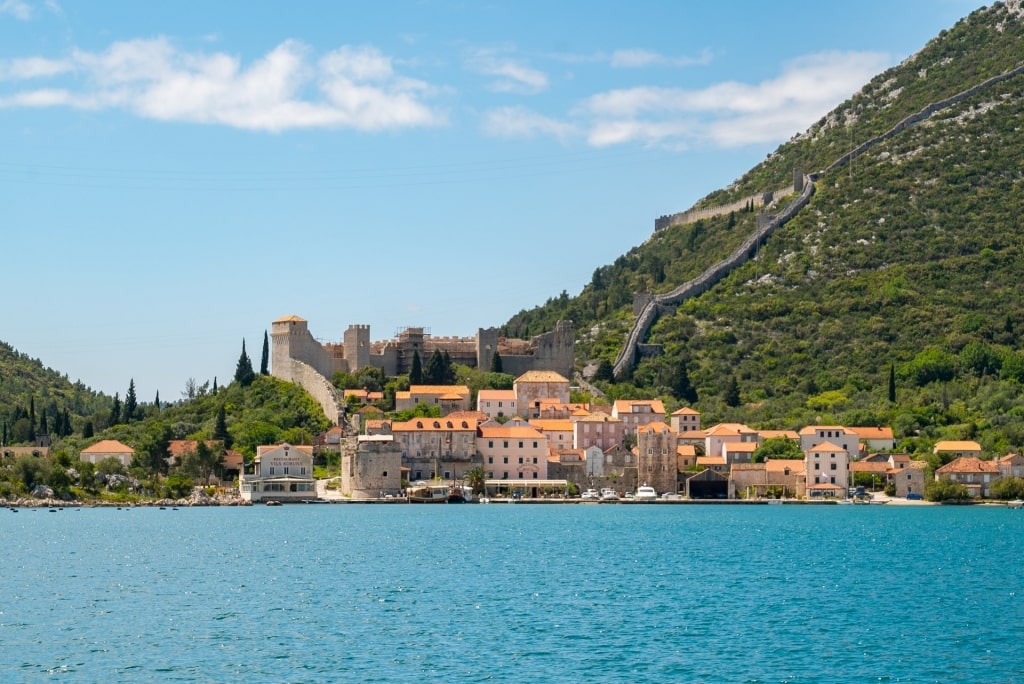 View of Ston Medieval village from the water