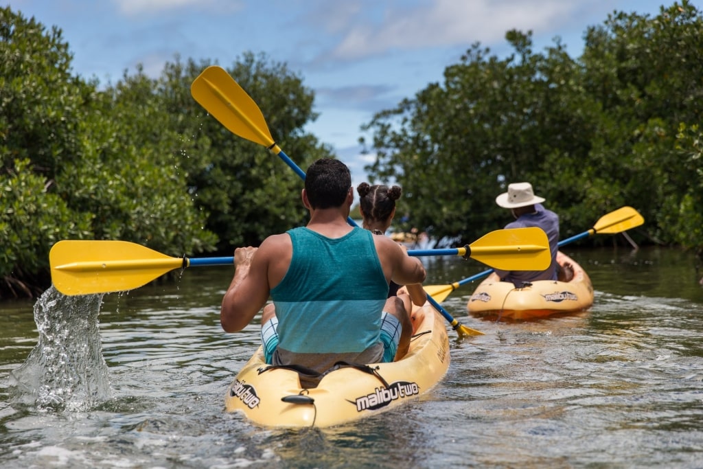 People kayaking in North Sound Marine Park