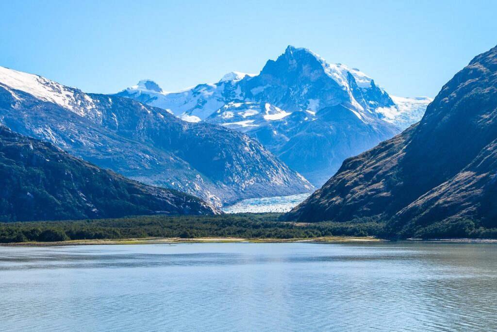 Beautiful view of Chilean Fjords with glacier