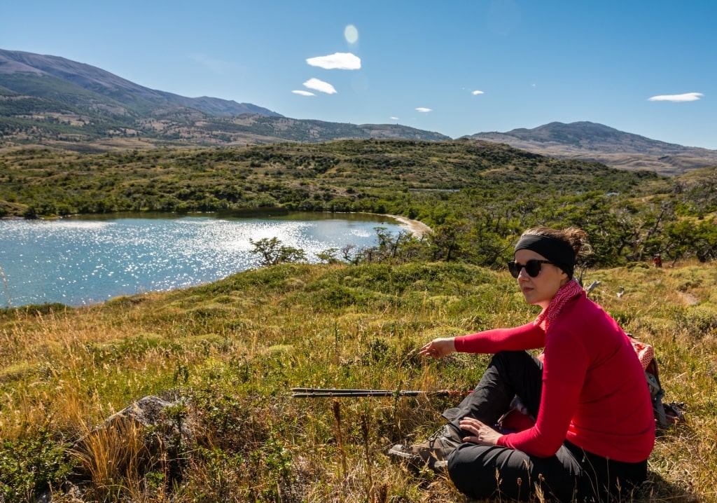 Woman sightseeing from the mountaintop