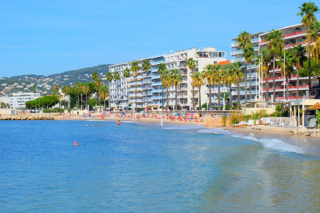 Grande Plage with buildings in the background