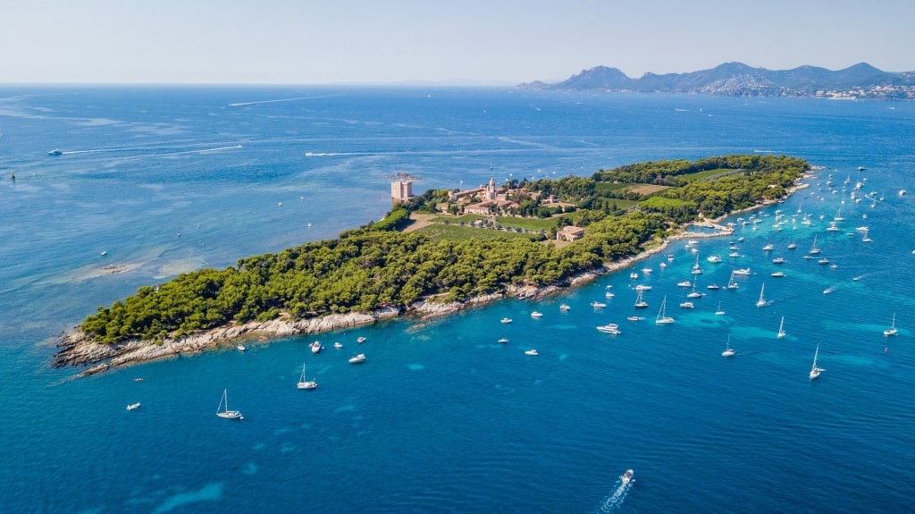 Aerial view of the island of Île Sainte-Marguerite