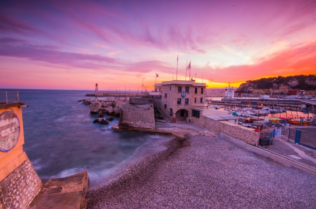 VIew of the sunset from Plage de la Réserve, Nice