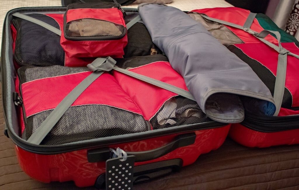 Luggage with packing cubes inside