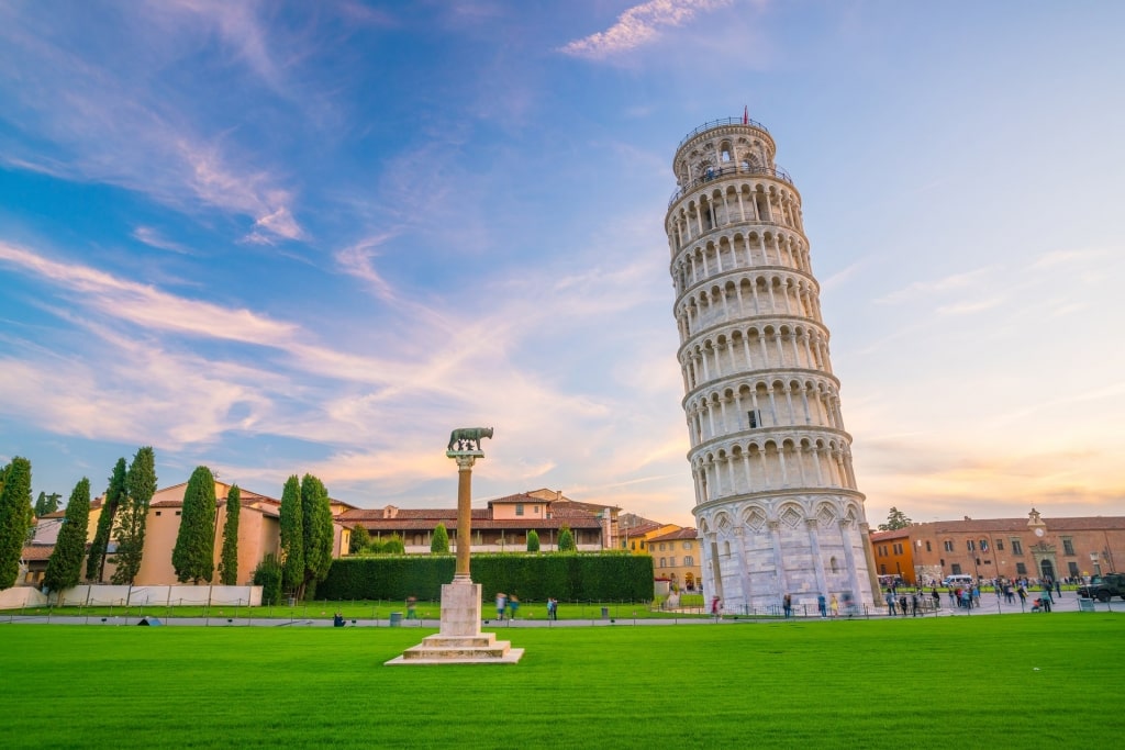 Beautiful facade of Leaning Tower of Pisa