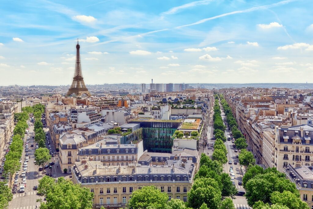 City view of Paris with Eiffel Tower