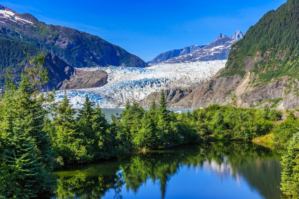 View of Mendenhall Lake with glacier