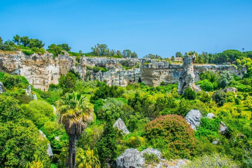 Lush landscape of Latomia del Paradiso