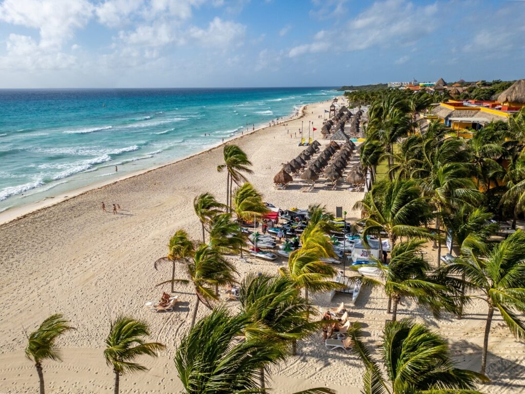 Pristine beach in Playa del Carmen, Mexico