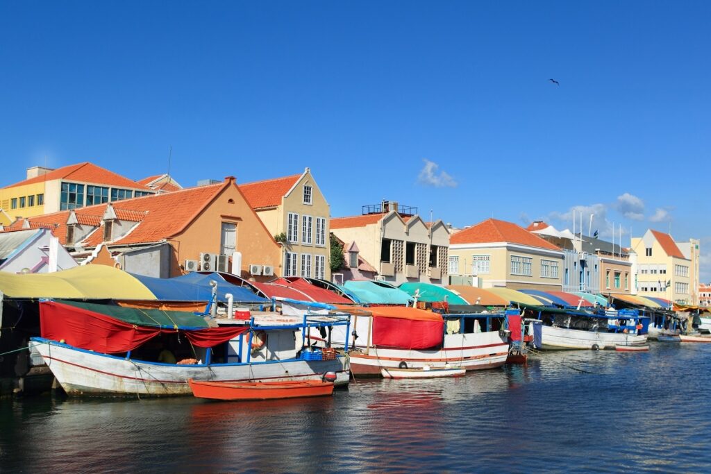 Colorful waterfront of Curaçao Floating Market