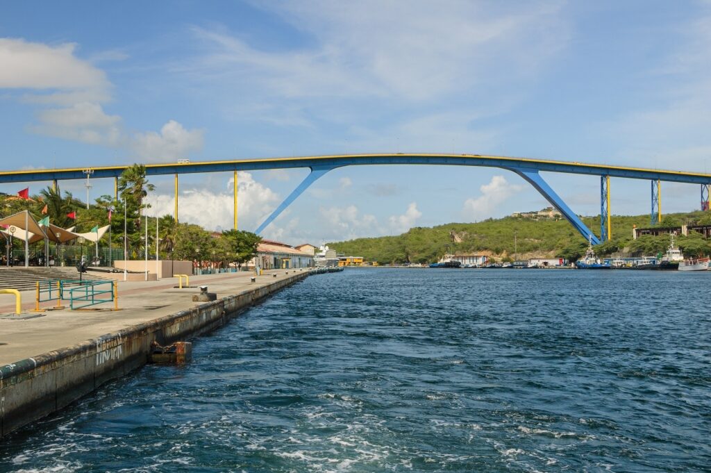 View of Queen Juliana Bridge from the water