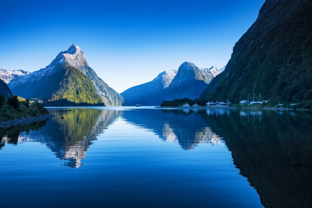 Milford Sound reflecting on waters