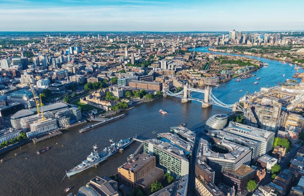 Aerial view of River Thames