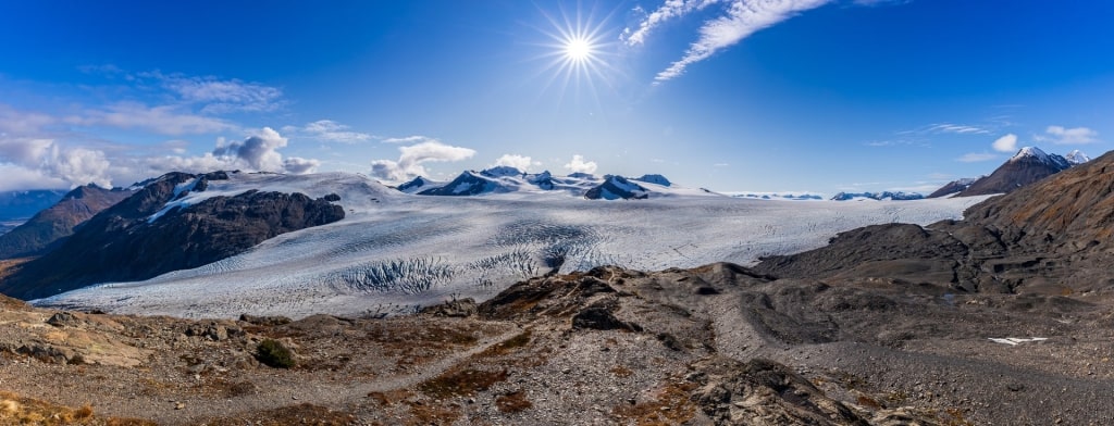 View of Kenai Fjords National Park with glacier