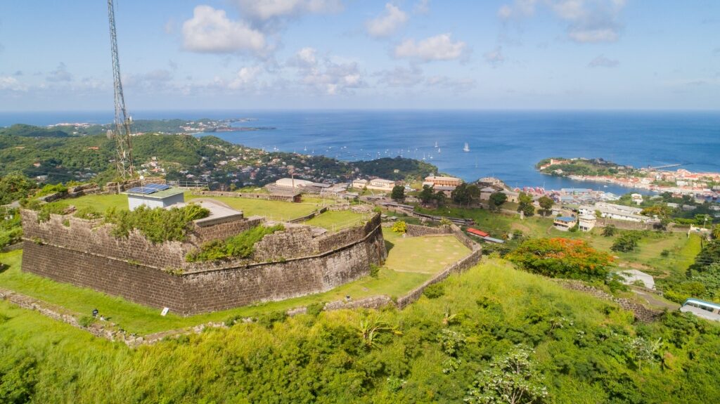 Lush landscape of Fort Frederick, Grenada