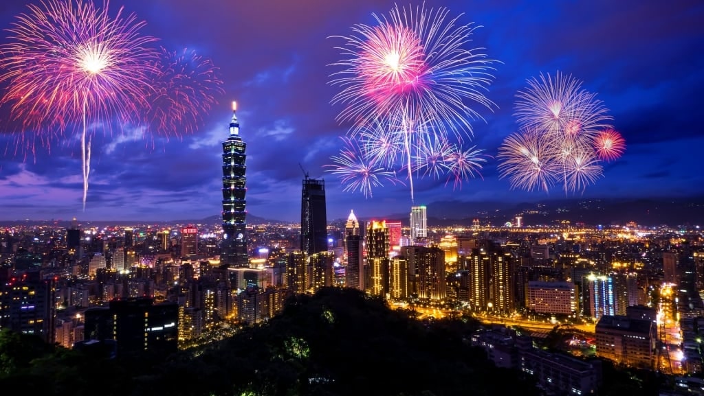 Skyline of Xinyi Special District, Taipei on New Year's Eve