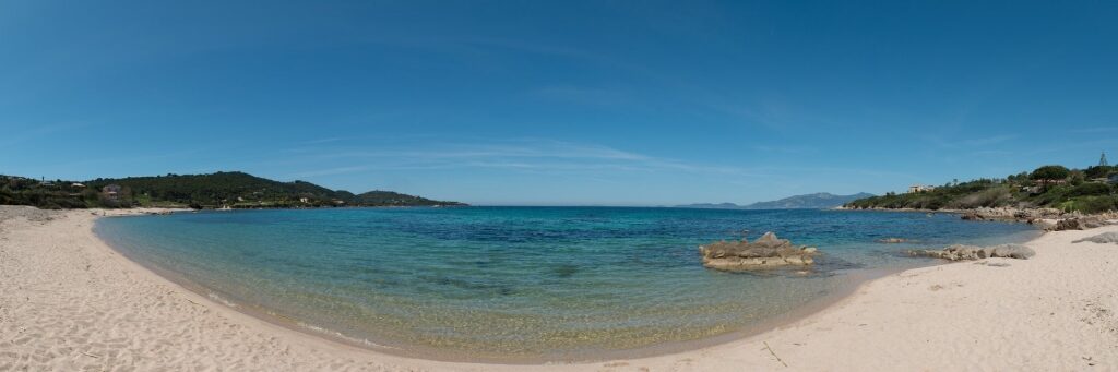 Long stretch of sand in Anse Medea Beach