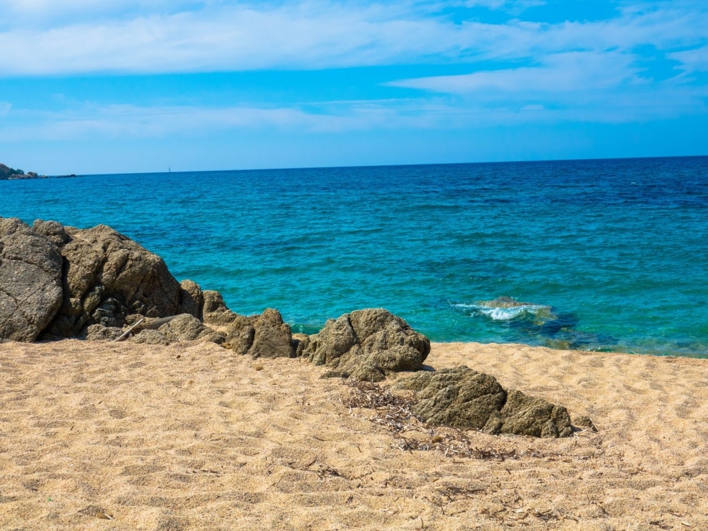 Rocky shore of Liamone Beach