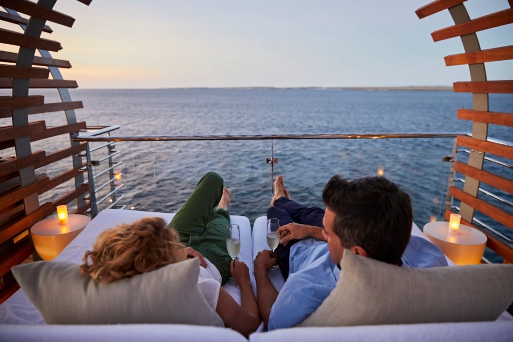 Couple having dinner on a cruise