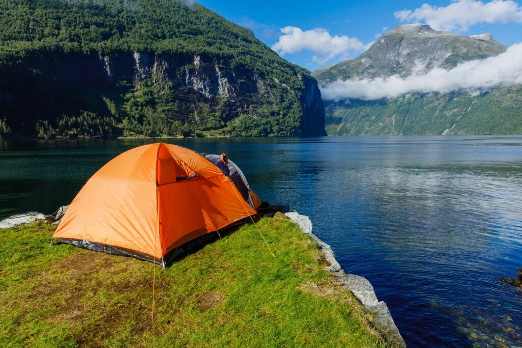 Tent spotted near Norwegian Fjords