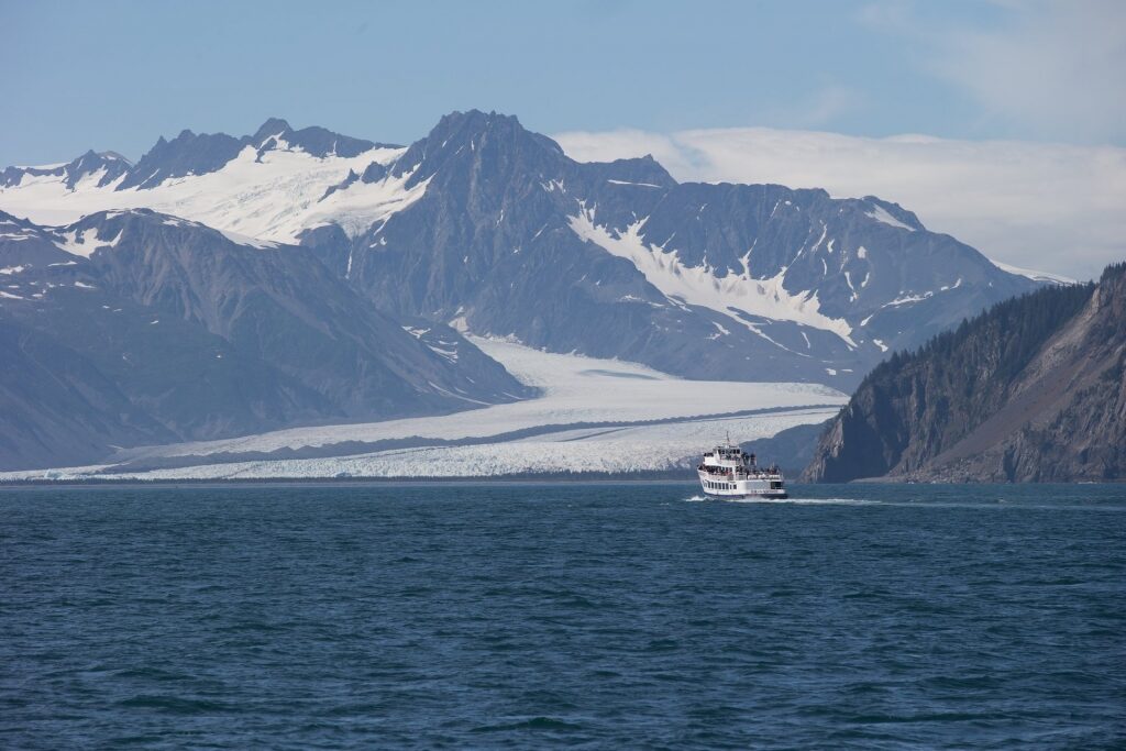 View of glacier and Kenai Mountains, one of the best Alaska mountains