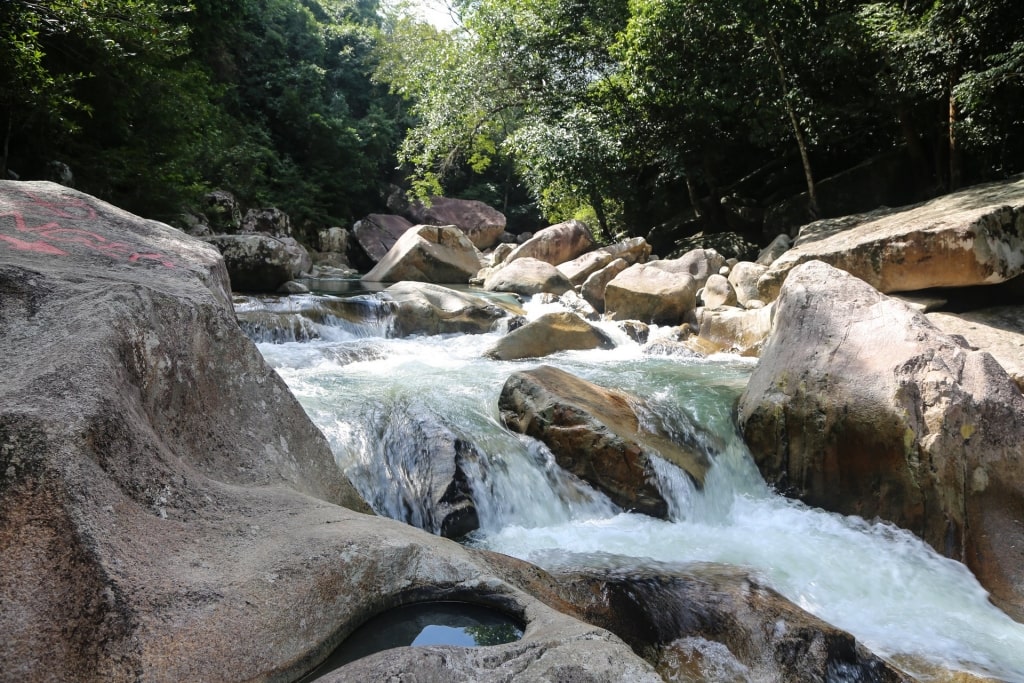 Lush landscape of Ba Ho Waterfall