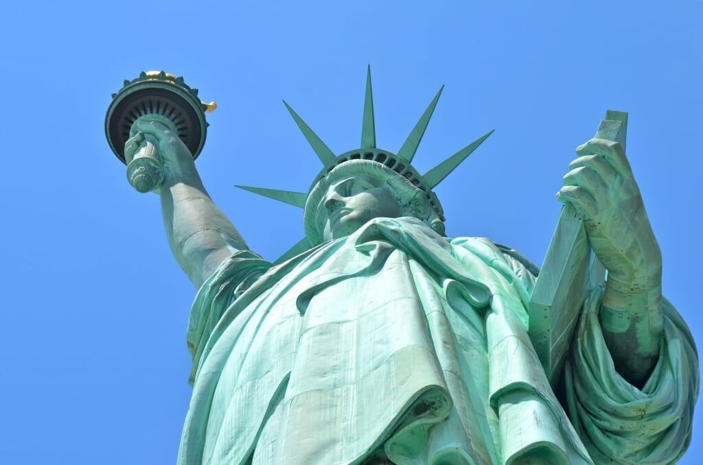 Closeup view of Statue of Liberty, NYC