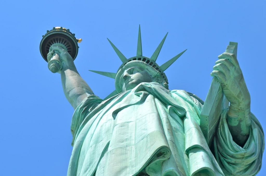 Closeup view of Statue of Liberty, NYC