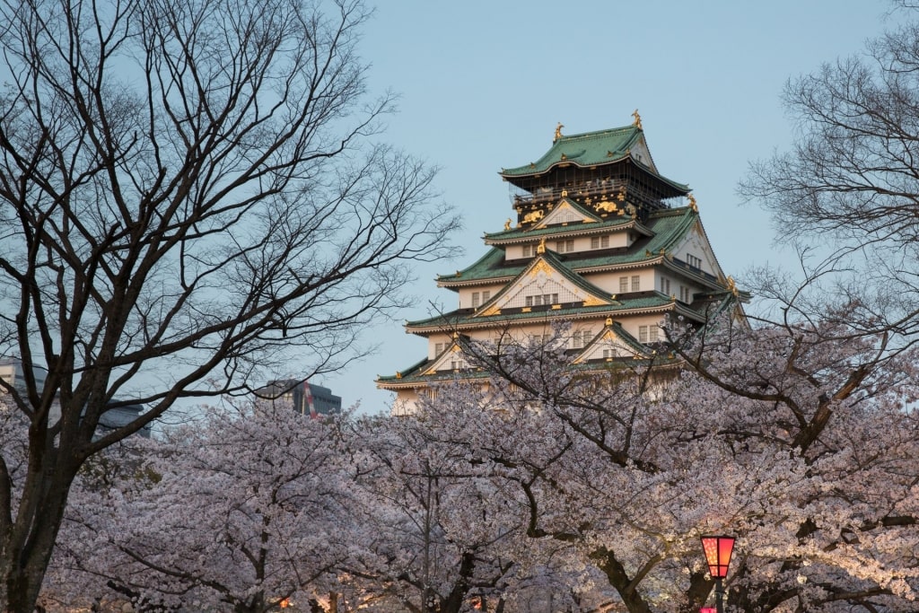 Beautiful Osaka Castle at dusk