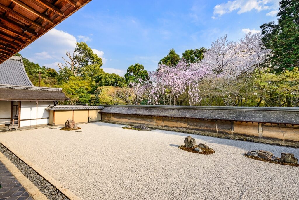 Famous rock garden of Ryoanji Temple