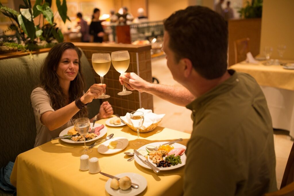 Couple drinking wine at a restaurant