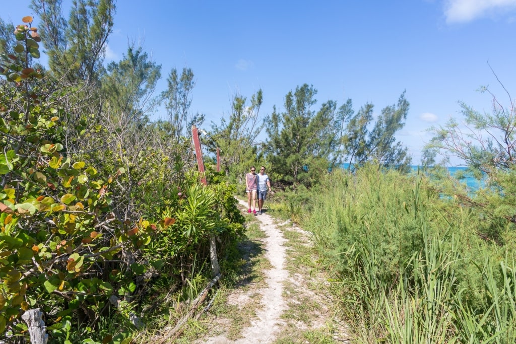 Couple hiking the Railway Trail, Bermuda