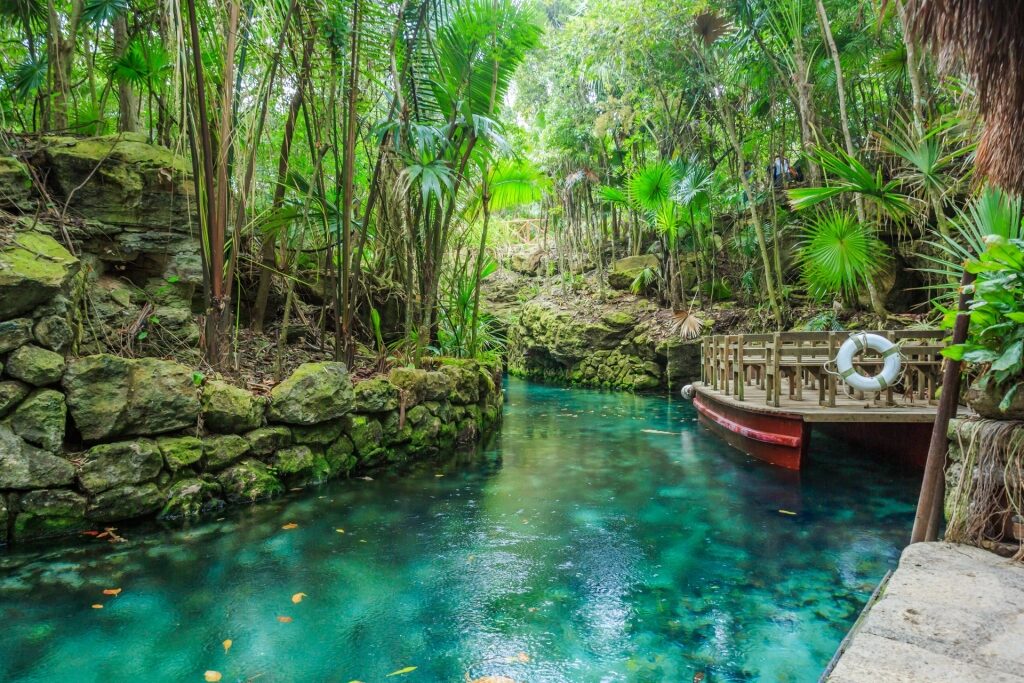 Beautiful blue river in Xcaret