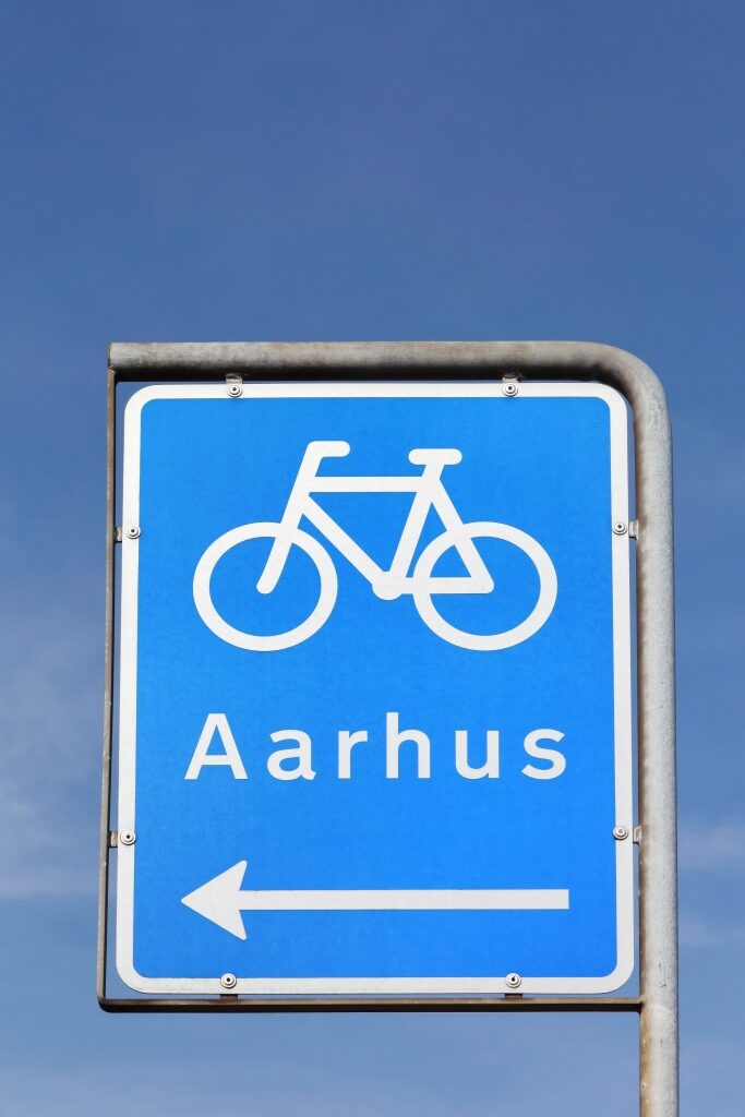 Bike lane sign in Aarhus