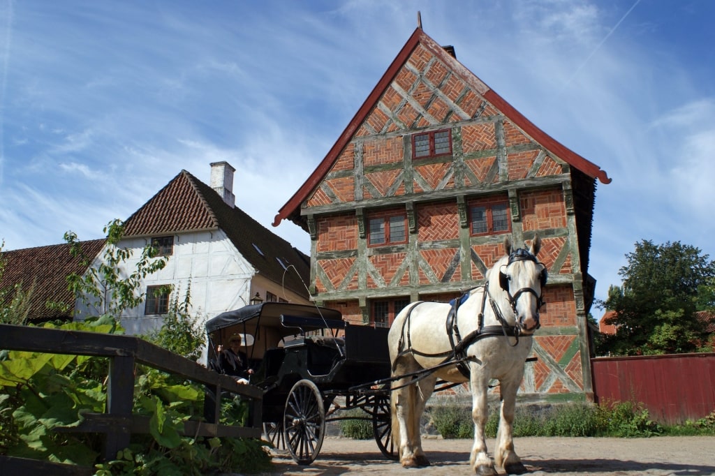 Horse-drawn carriage in Den Gamle By 