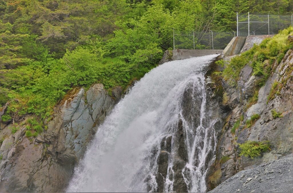 Majestic landscape of Lowell Creek Waterfall