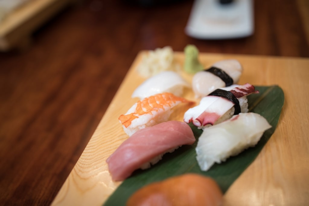 A plate of sushi