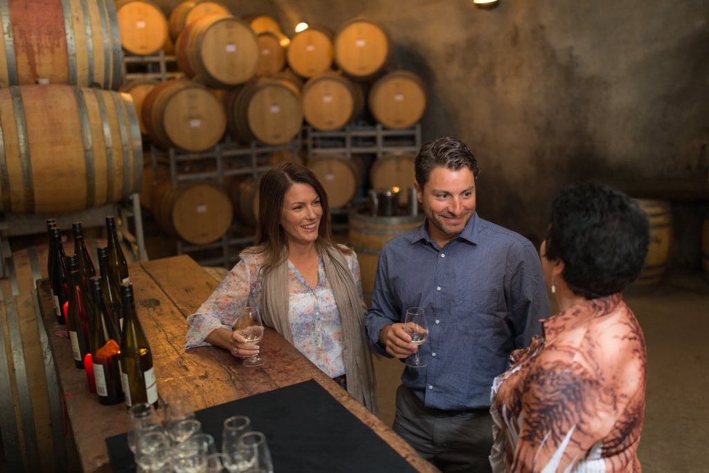 Couple on a wine tasting in Queenstown