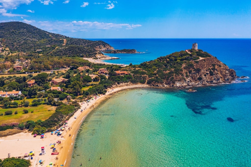 Chia Beach with view of Torre Chia