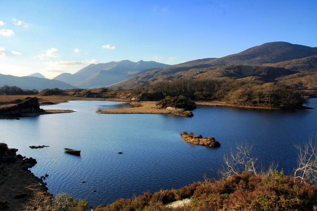 View of Killarney Lake with deep blue water