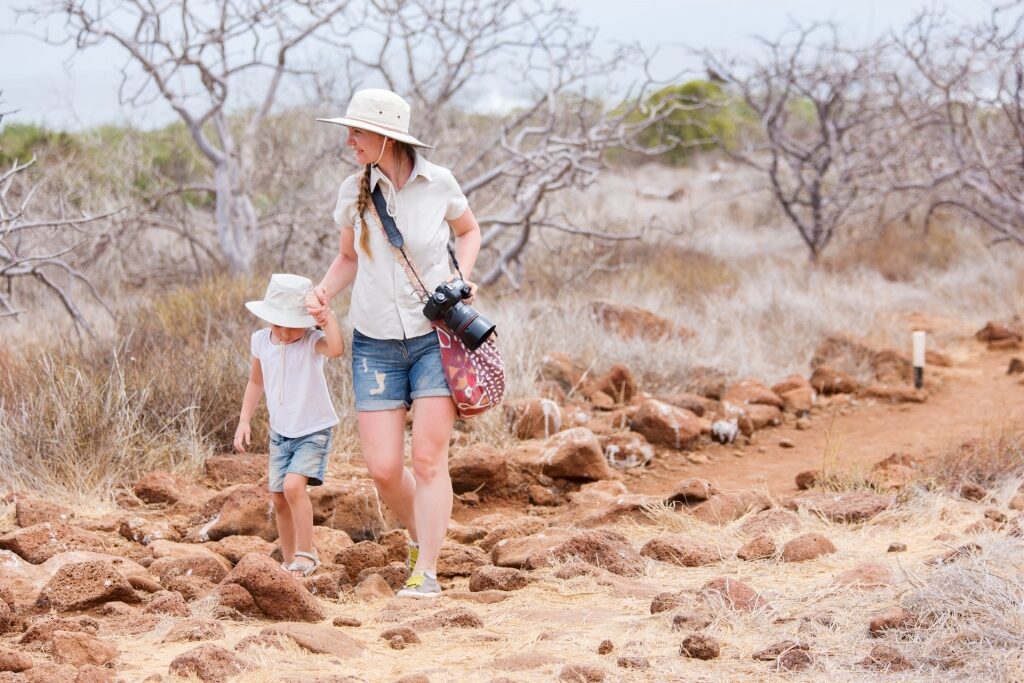 People hiking in the Galapagos