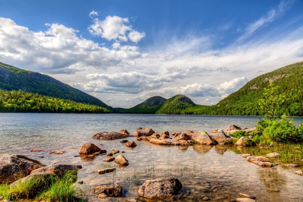 Beautiful view of Jordan Pond in Acadia National Park