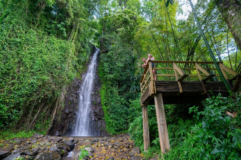 Couple sightseeing from Dark View Waterfall