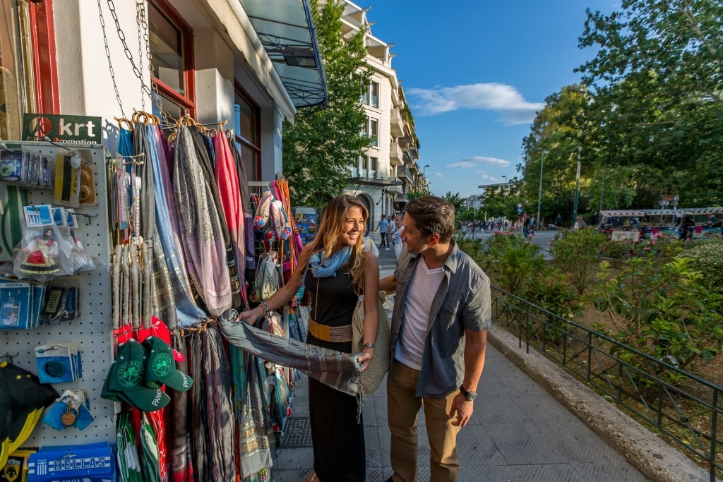 Couple shopping in Plaka