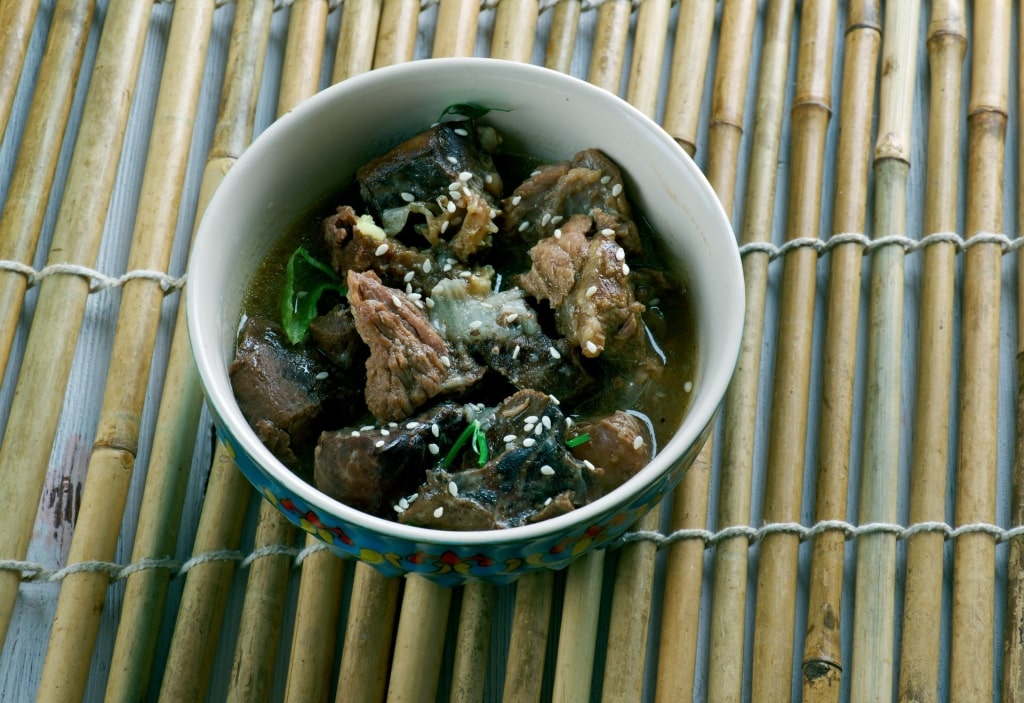 Bowl of traditional pepperpot stew